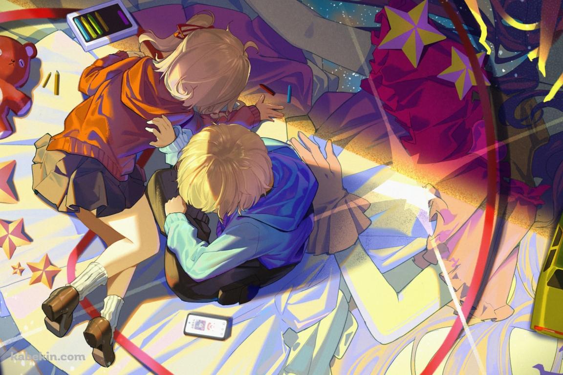 暇つぶしに絵を描く星野ルビーと星野アクア / 推しの子の壁紙(1152px x 768px) 高画質 PC・デスクトップ用