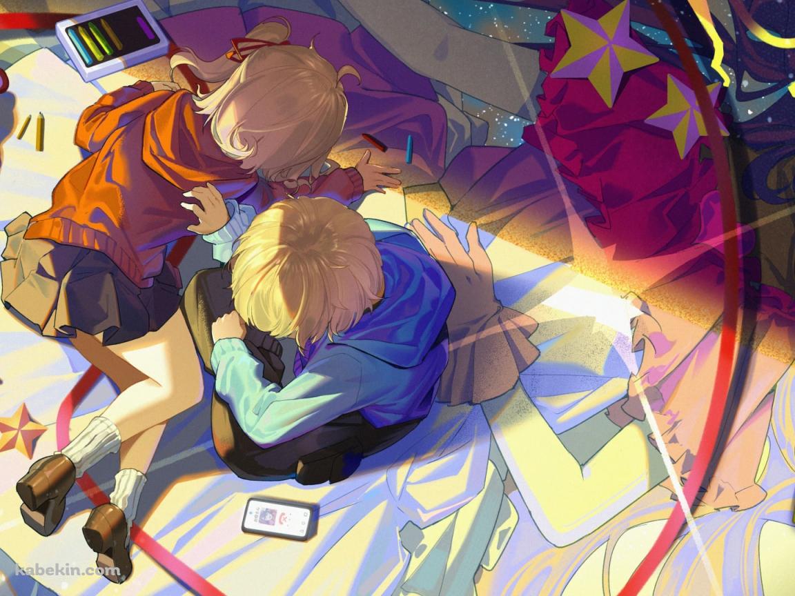 暇つぶしに絵を描く星野ルビーと星野アクア / 推しの子の壁紙(1152px x 864px) 高画質 PC・デスクトップ用