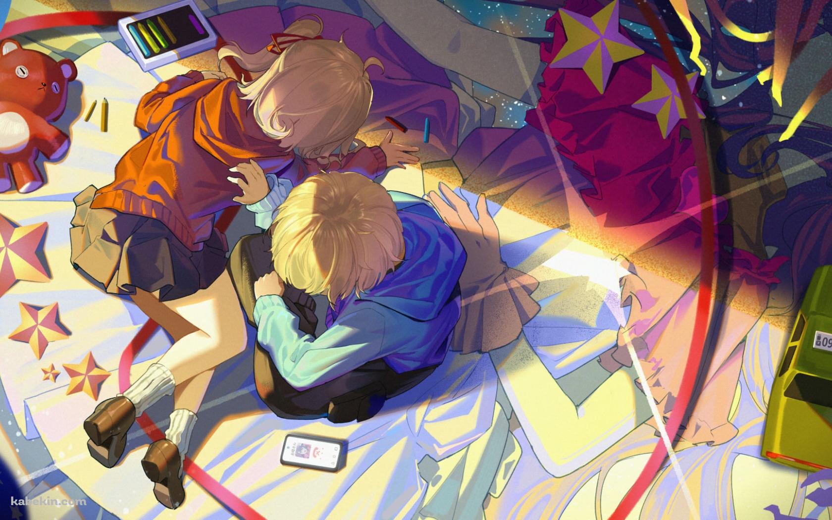 暇つぶしに絵を描く星野ルビーと星野アクア / 推しの子の壁紙(1680px x 1050px) 高画質 PC・デスクトップ用