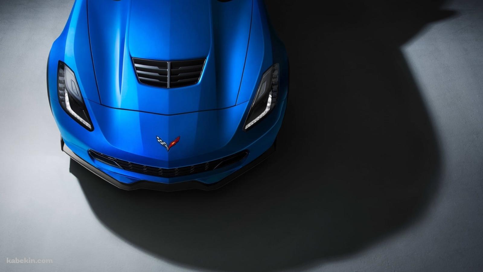 青いシボレー コルベット ボンネット / Blue Chevrolet Corvetteの壁紙(1600px x 900px) 高画質 PC・デスクトップ用