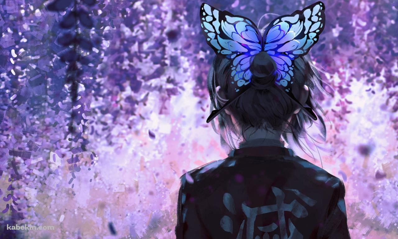胡蝶しのぶ / 後ろ姿 / 青いアゲハ蝶 / 鬼滅の刃の壁紙(1280px x 768px) 高画質 PC・デスクトップ用