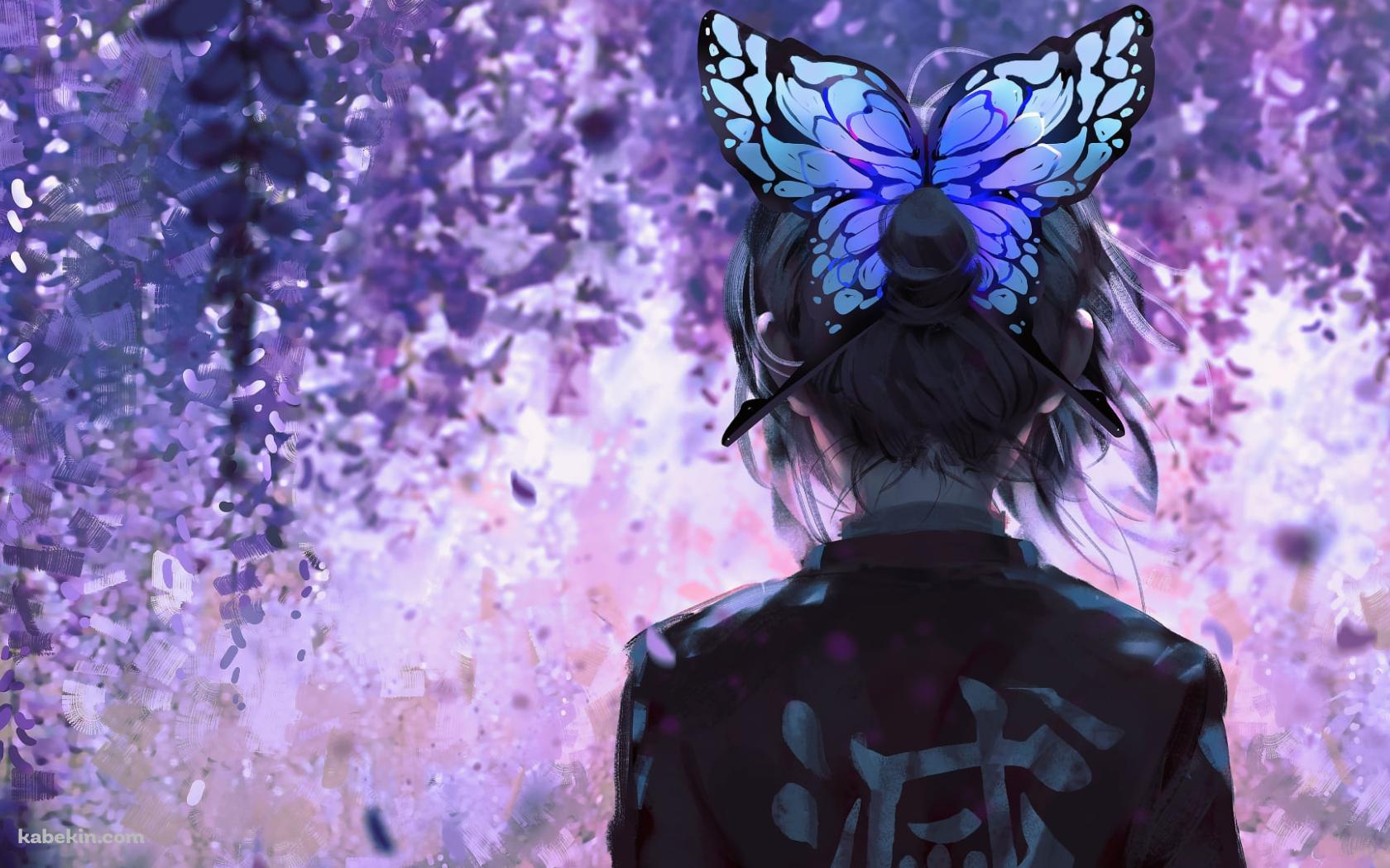 胡蝶しのぶ / 後ろ姿 / 青いアゲハ蝶 / 鬼滅の刃の壁紙(1680px x 1050px) 高画質 PC・デスクトップ用