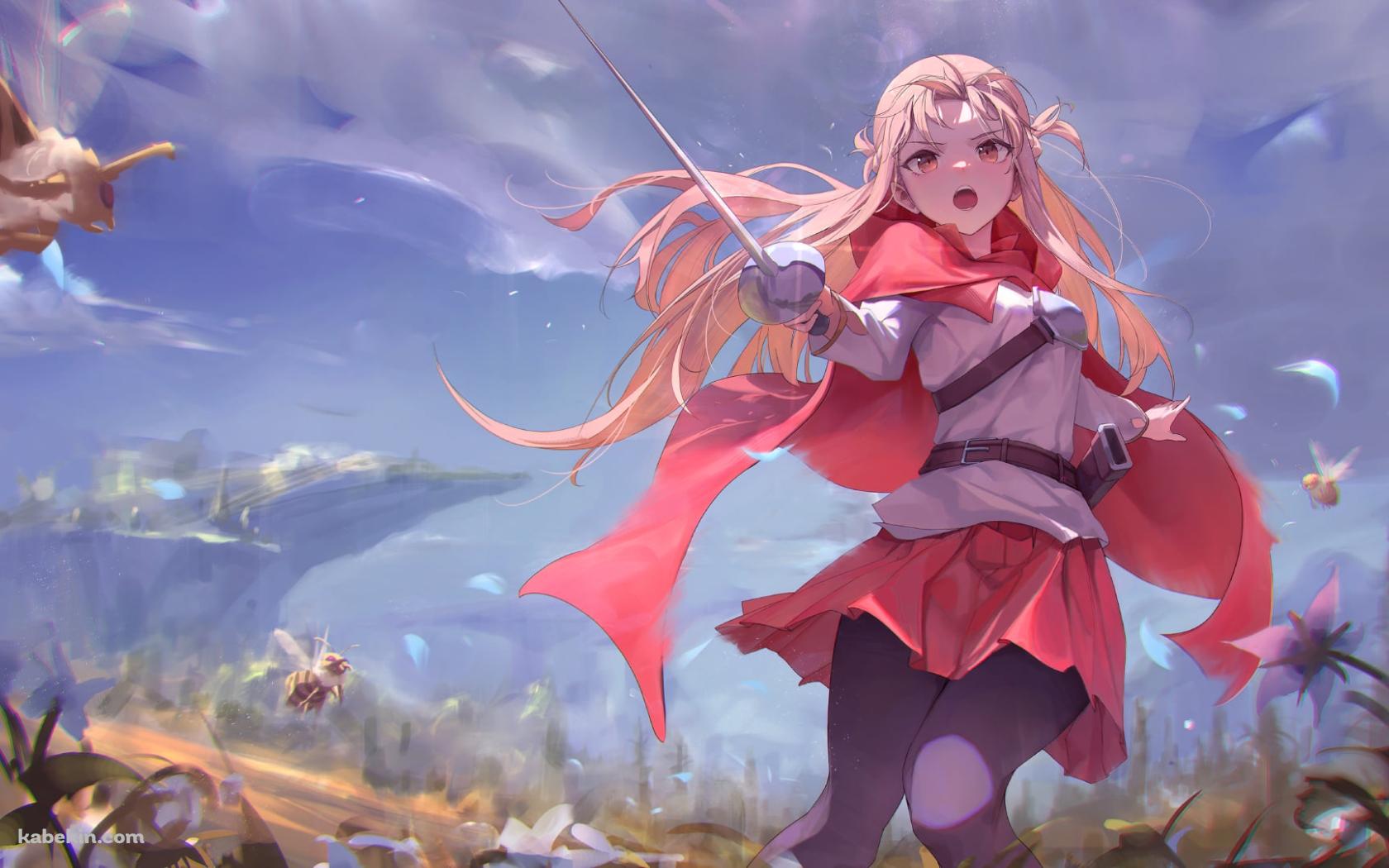 ミツバチが飛ぶ草原でレイピアを振るう可愛いアスナ / ソードアート・オンライン -プログレッシブの壁紙(1680px x 1050px) 高画質 PC・デスクトップ用