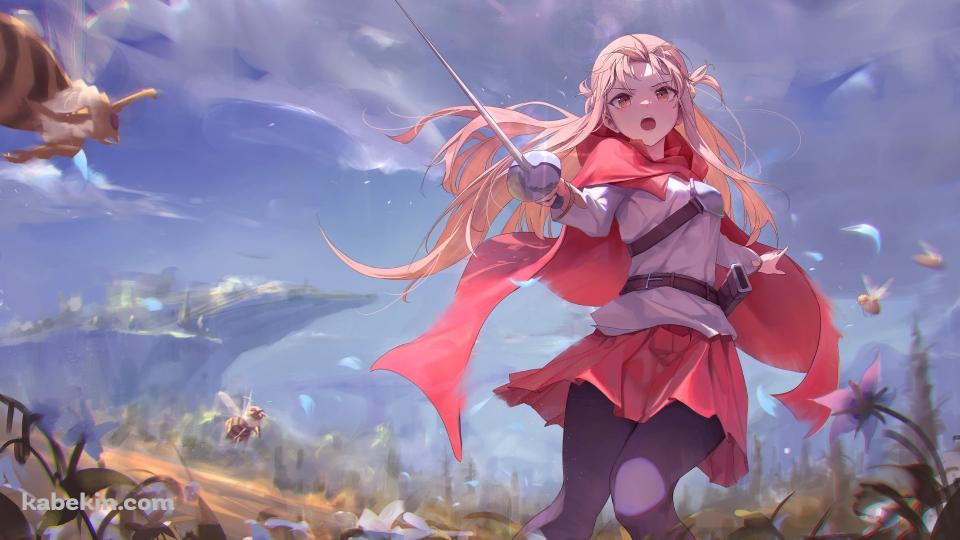 ミツバチが飛ぶ草原でレイピアを振るう可愛いアスナ / ソードアート・オンライン -プログレッシブの壁紙(960px x 540px) 高画質 PC・デスクトップ用