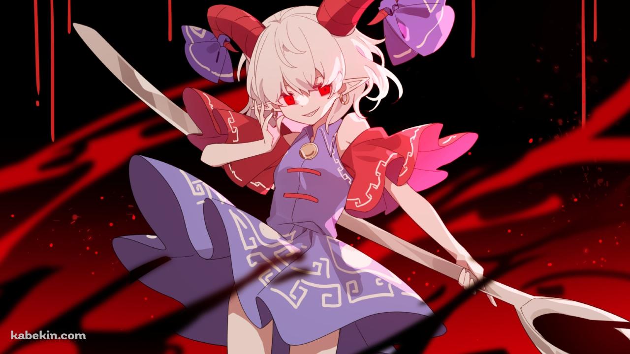 大きなスプーンを持つ饕餮尤魔(とうてつゆうま) / 東方の壁紙(1280px x 720px) 高画質 PC・デスクトップ用