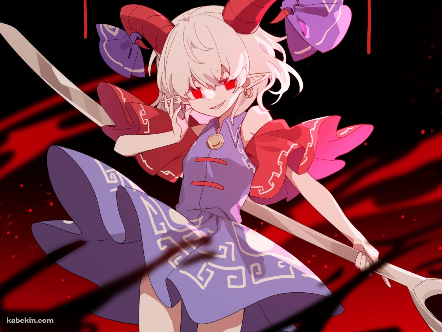 大きなスプーンを持つ饕餮尤魔(とうてつゆうま) / 東方の壁紙(1440px x 1080px) 高画質 PC・デスクトップ用