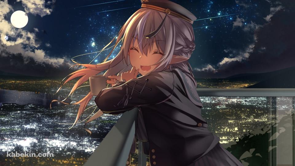 タワマンのベランダの手すりにもたれこちらに微笑む不知火フレア / ホロライブ / バーチャルYouTuber / Vtuberの壁紙(960px x 540px) 高画質 PC・デスクトップ用