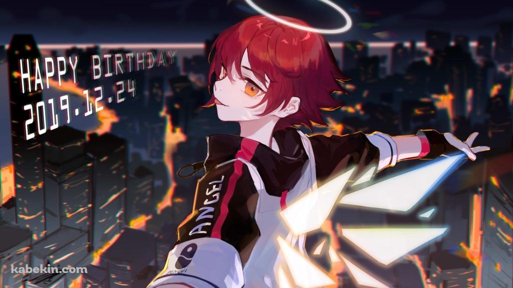 高所で両手を広げて舌を出すエクシア / アークナイツの壁紙(1024px x 576px) 高画質 PC・デスクトップ用