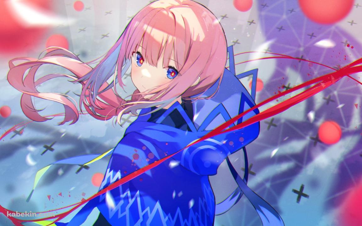こちらを見つめる花譜と赤い線 / バーチャルYouTuber / Vtuberの壁紙(1152px x 720px) 高画質 PC・デスクトップ用
