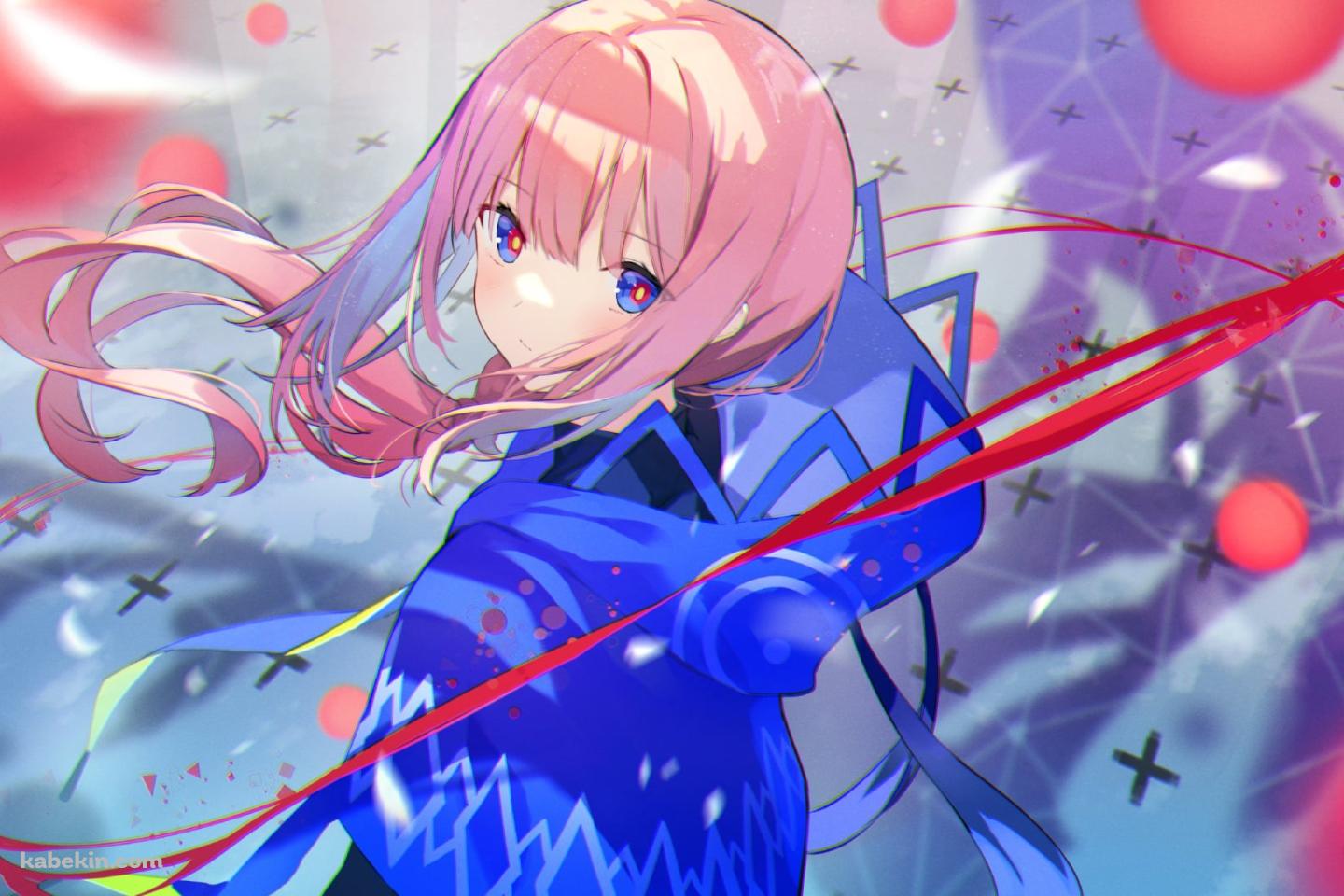 こちらを見つめる花譜と赤い線 / バーチャルYouTuber / Vtuberの壁紙(1440px x 960px) 高画質 PC・デスクトップ用