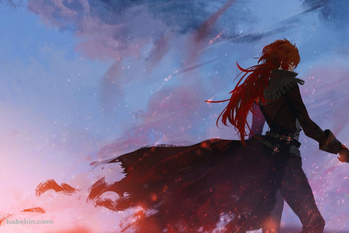 夕焼けにそまる大地に佇むディルック・ラグヴィンド / 原神の壁紙(1152px x 768px) 高画質 PC・デスクトップ用