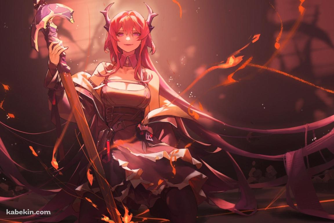 立膝で大きな剣を持つかっこいいスルト / アークナイツの壁紙(1152px x 768px) 高画質 PC・デスクトップ用