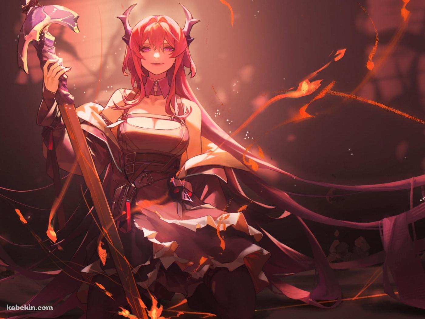 立膝で大きな剣を持つかっこいいスルト / アークナイツの壁紙(1400px x 1050px) 高画質 PC・デスクトップ用