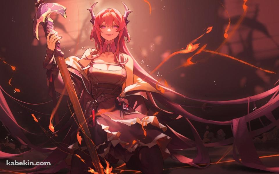 立膝で大きな剣を持つかっこいいスルト / アークナイツの壁紙(960px x 600px) 高画質 PC・デスクトップ用