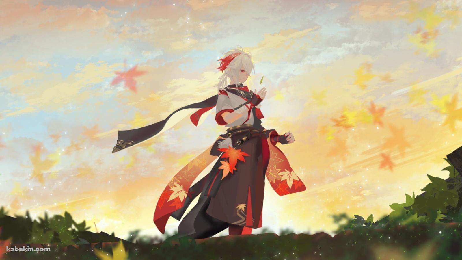 秋空と紅葉と楓原万葉 / 原神の壁紙(1600px x 900px) 高画質 PC・デスクトップ用