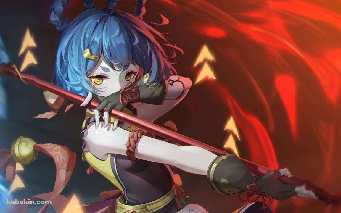 長柄武器を振るうかっこいい香菱 / 料理人 / 原神の壁紙(1152px x 720px) 高画質 PC・デスクトップ用