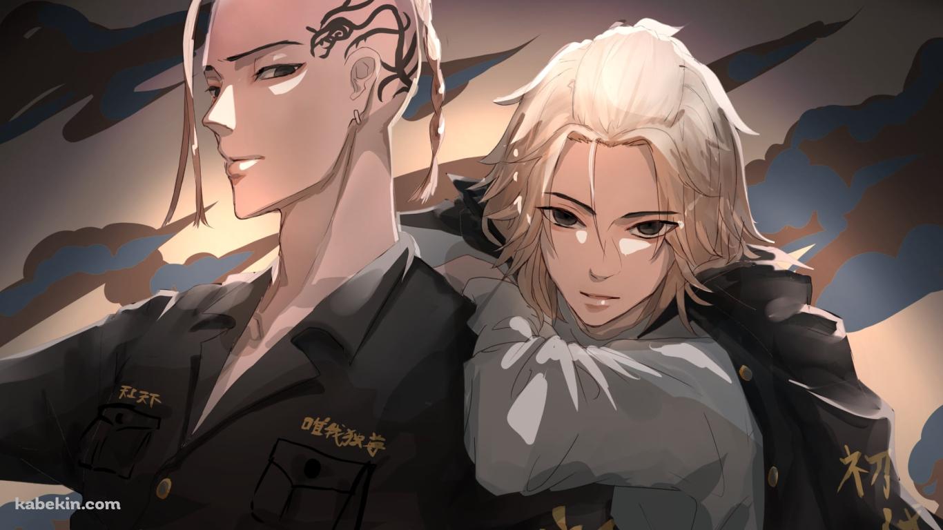 こちらを見つめる龍宮寺堅と佐野万次郎 / 東京リベンジャーズの壁紙(1366px x 768px) 高画質 PC・デスクトップ用