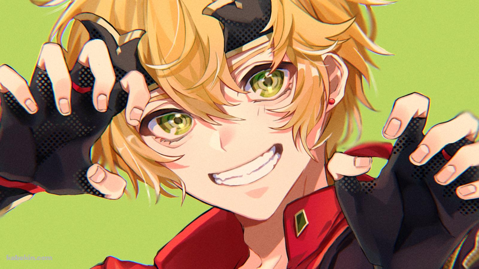 ガオーポーズをして笑うトーマ / 緑の瞳 / 金髪 / 原神の壁紙(1600px x 900px) 高画質 PC・デスクトップ用