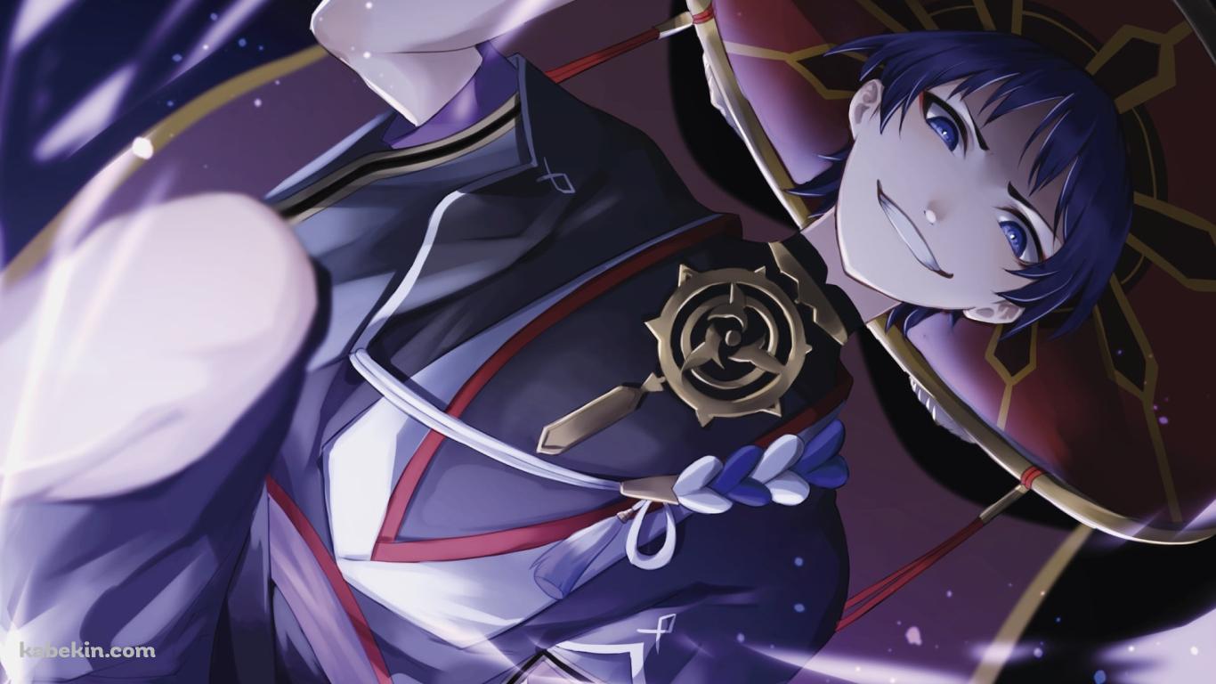 悪そうな笑みを浮かべるスカラマシュ / 放浪者 / 原神の壁紙(1366px x 768px) 高画質 PC・デスクトップ用