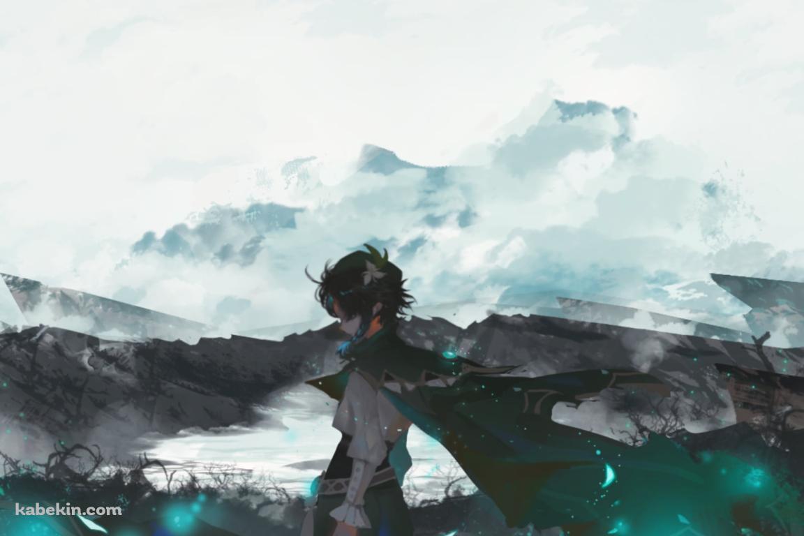 霧に包まれた大地で俯くウェンティ / かっこいい / 原神の壁紙(1152px x 768px) 高画質 PC・デスクトップ用
