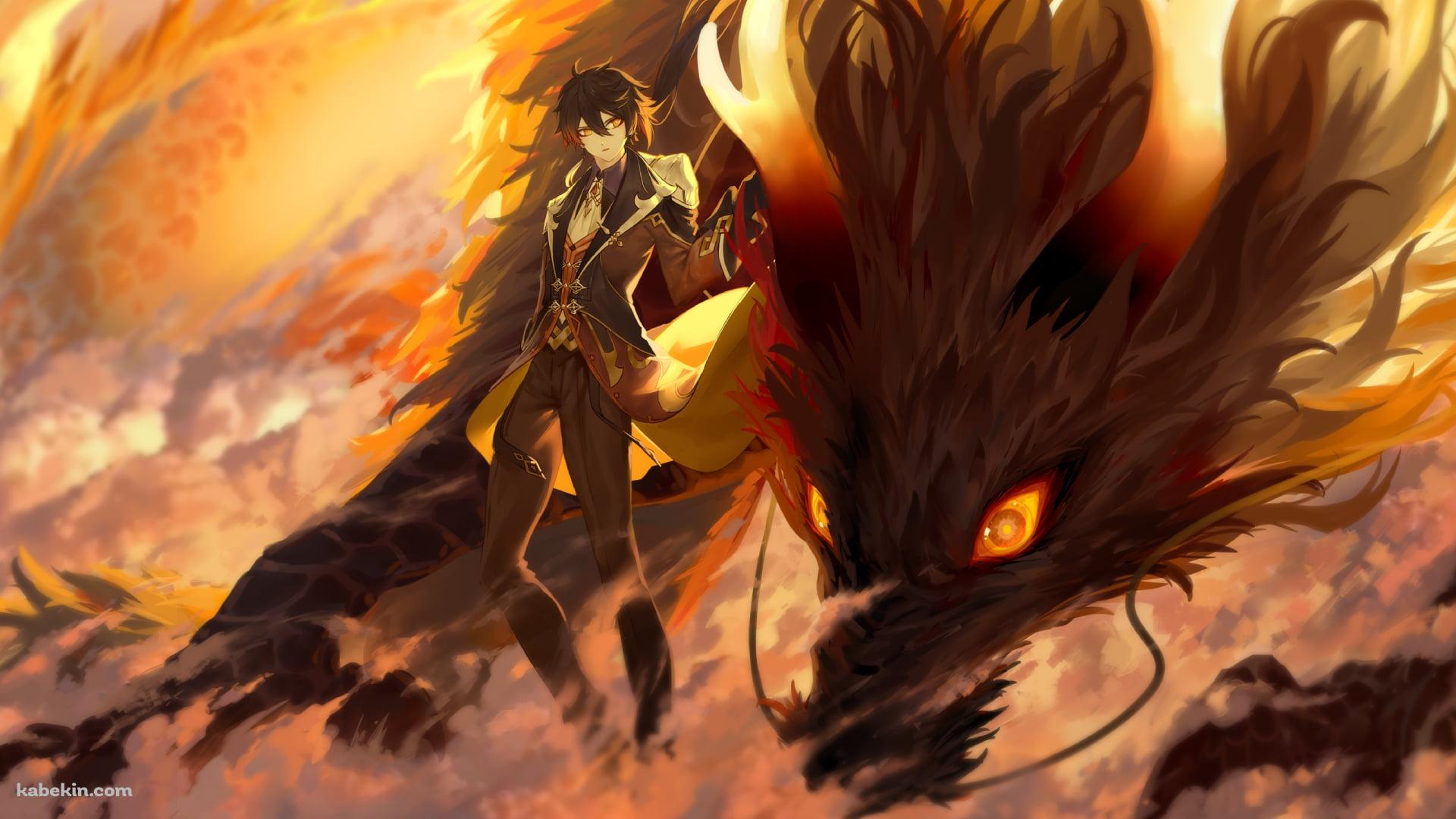 かっこいい鍾離と岩王帝君 / 赤い瞳 / 雲 / 原神の壁紙(1920px x 1080px) 高画質 PC・デスクトップ用