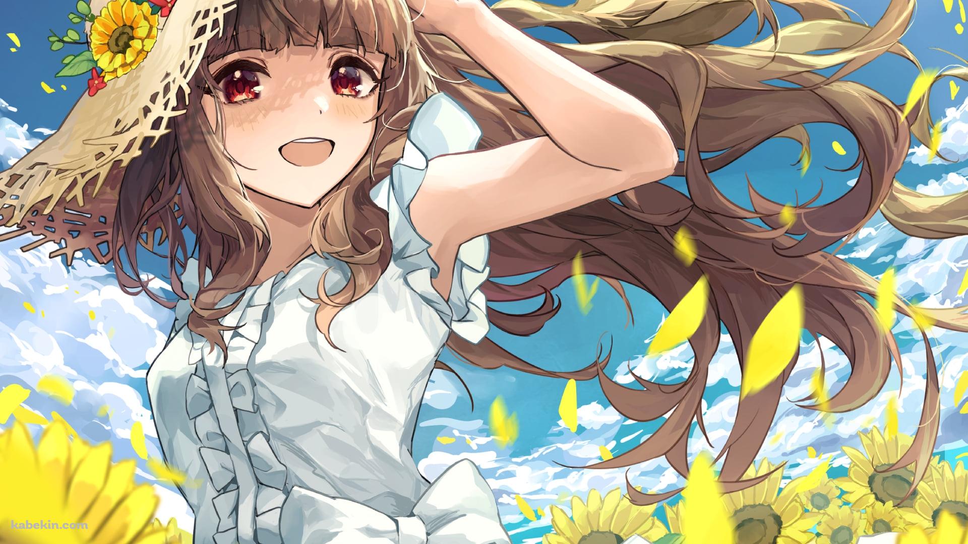 向日葵畑と笑う神谷奈緒（かみや なお） / アイドルマスターシンデレラガールズの壁紙(1920px x 1080px) 高画質 PC・デスクトップ用