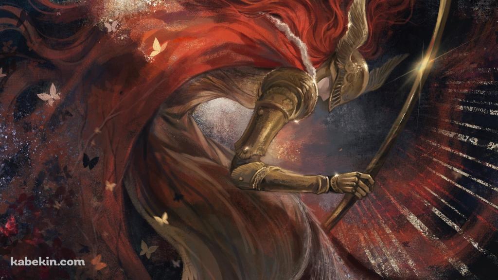 金色の刀を持つかっこいいミケラの刃マレニア / 金色の蝶 / エルデンリングの壁紙(1024px x 576px) 高画質 PC・デスクトップ用