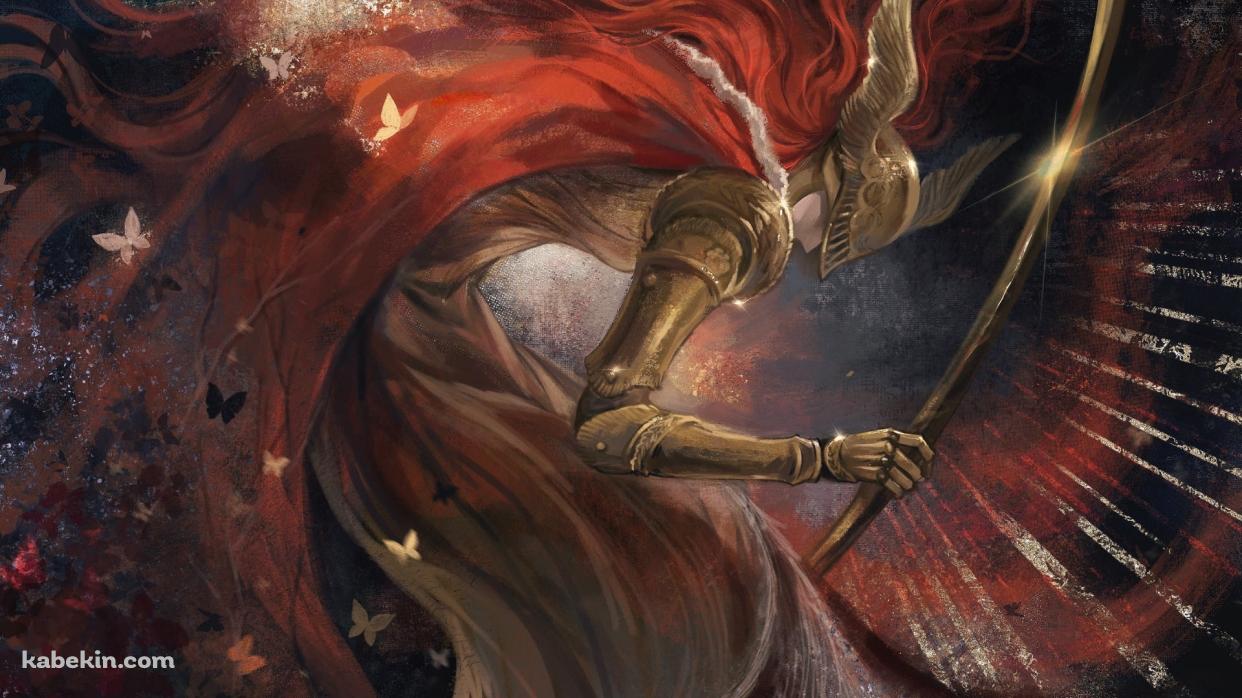 金色の刀を持つかっこいいミケラの刃マレニア / 金色の蝶 / エルデンリングの壁紙(1242px x 698px) 高画質 PC・デスクトップ用