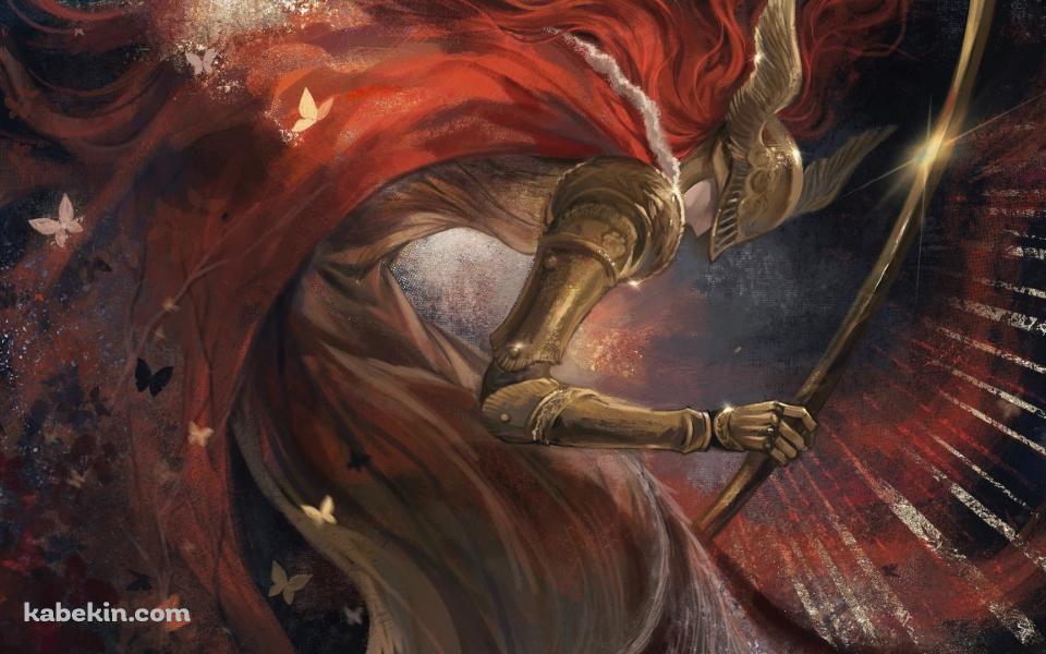 金色の刀を持つかっこいいミケラの刃マレニア / 金色の蝶 / エルデンリングの壁紙(960px x 600px) 高画質 PC・デスクトップ用