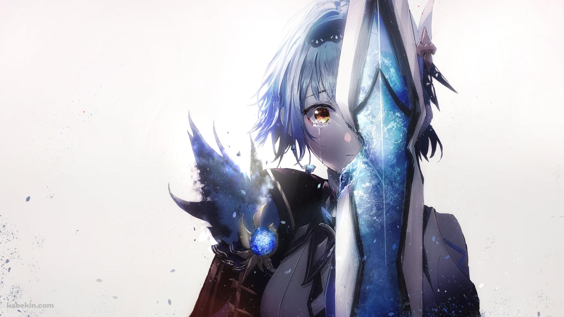 欠けた青い剣を持ち涙するエウルア・ローレンス / 原神の壁紙(1829px x 1029px) 高画質 PC・デスクトップ用