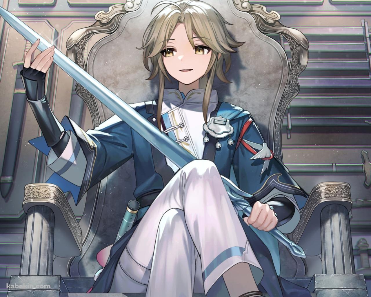 立派な椅子に座り剣を触る彦卿（げんきょう） / 崩壊スターレイルの壁紙(1280px x 1024px) 高画質 PC・デスクトップ用