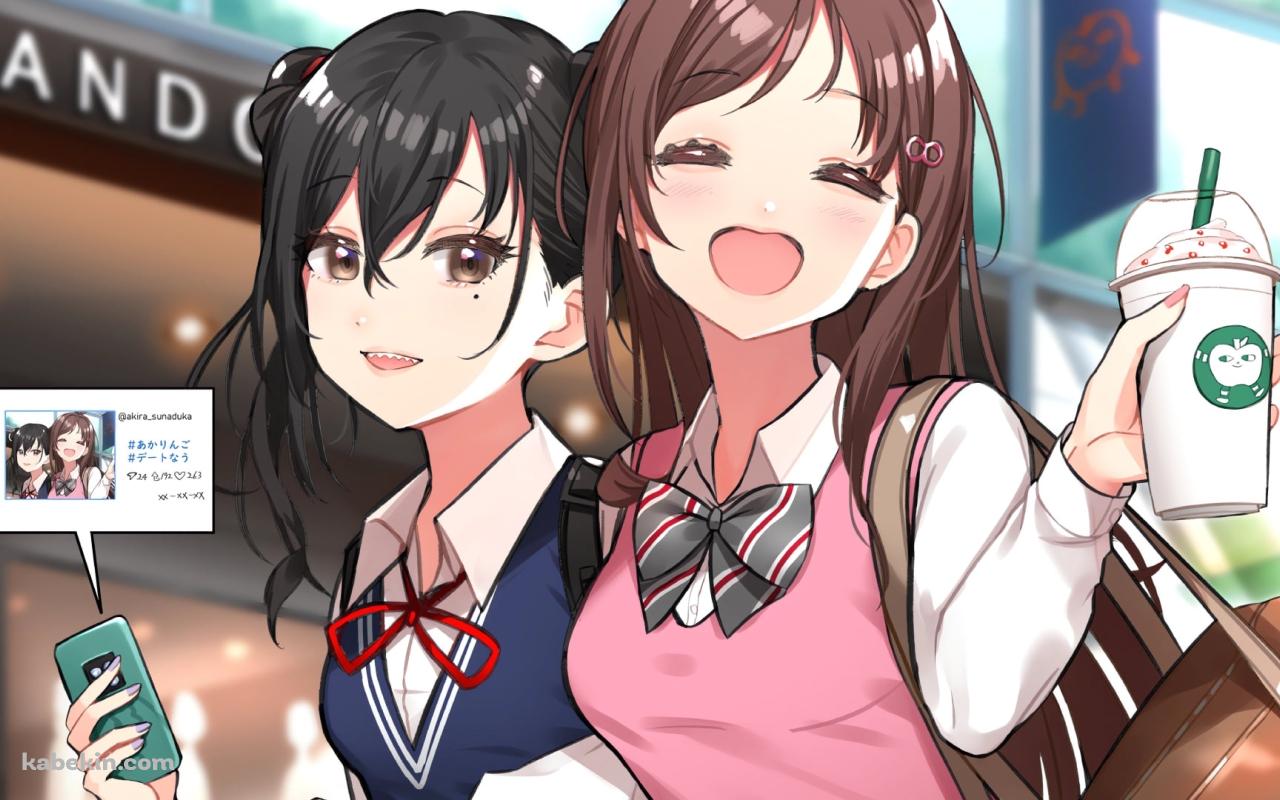 手をつないで下校中の砂塚あきらと辻野あかり / アイドルマスターシンデレラガールズの壁紙(1280px x 800px) 高画質 PC・デスクトップ用