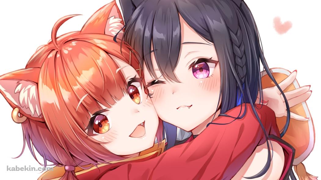 一ノ瀬うるはに抱き着くラトナ・プティ / ぶいすぽっ! / にじさんじ / バーチャルYouTuber / Vtuberの壁紙(1051px x 591px) 高画質 PC・デスクトップ用