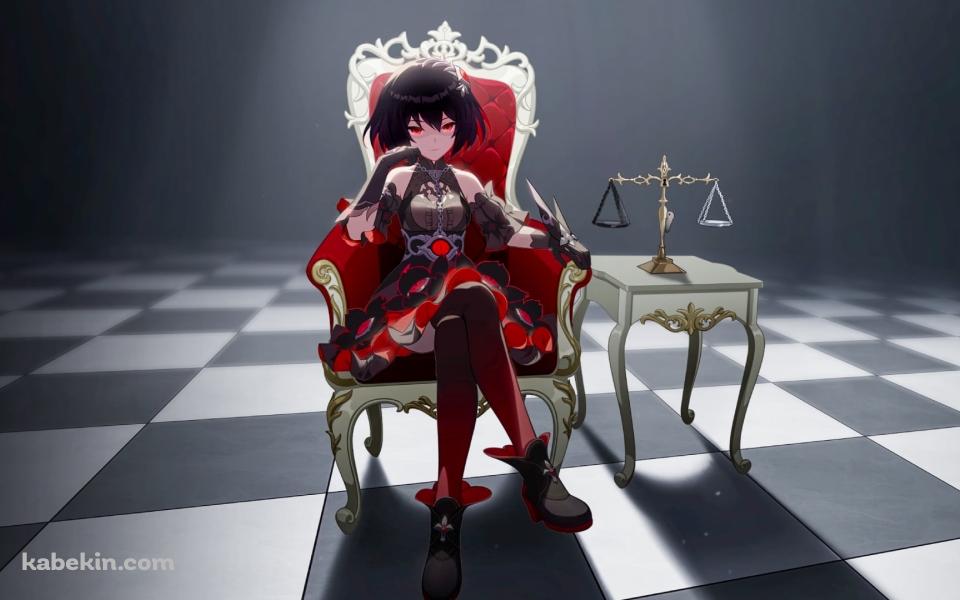 豪華な椅子に座るゼーレ・フェレライ / 机に乗った天秤 / 崩壊学園 / 崩壊3rd / 崩坏3rdの壁紙(960px x 600px) 高画質 PC・デスクトップ用