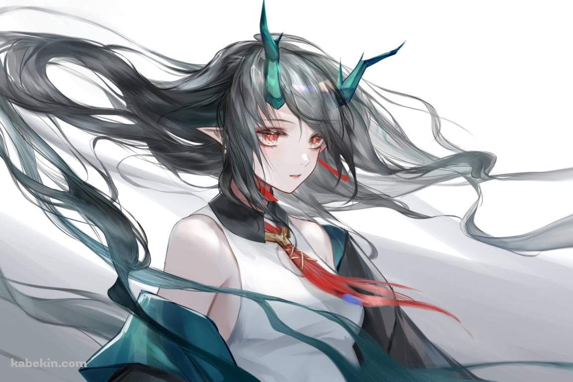 黒髪を風になびかせるシー / アークナイツの壁紙(1152px x 768px) 高画質 PC・デスクトップ用