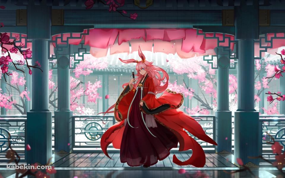 庭園に桜や梅が咲く綺麗な屋敷に佇む八重桜 / 崩壊学園 / 崩壊3rd / 崩坏3rdの壁紙(960px x 600px) 高画質 PC・デスクトップ用