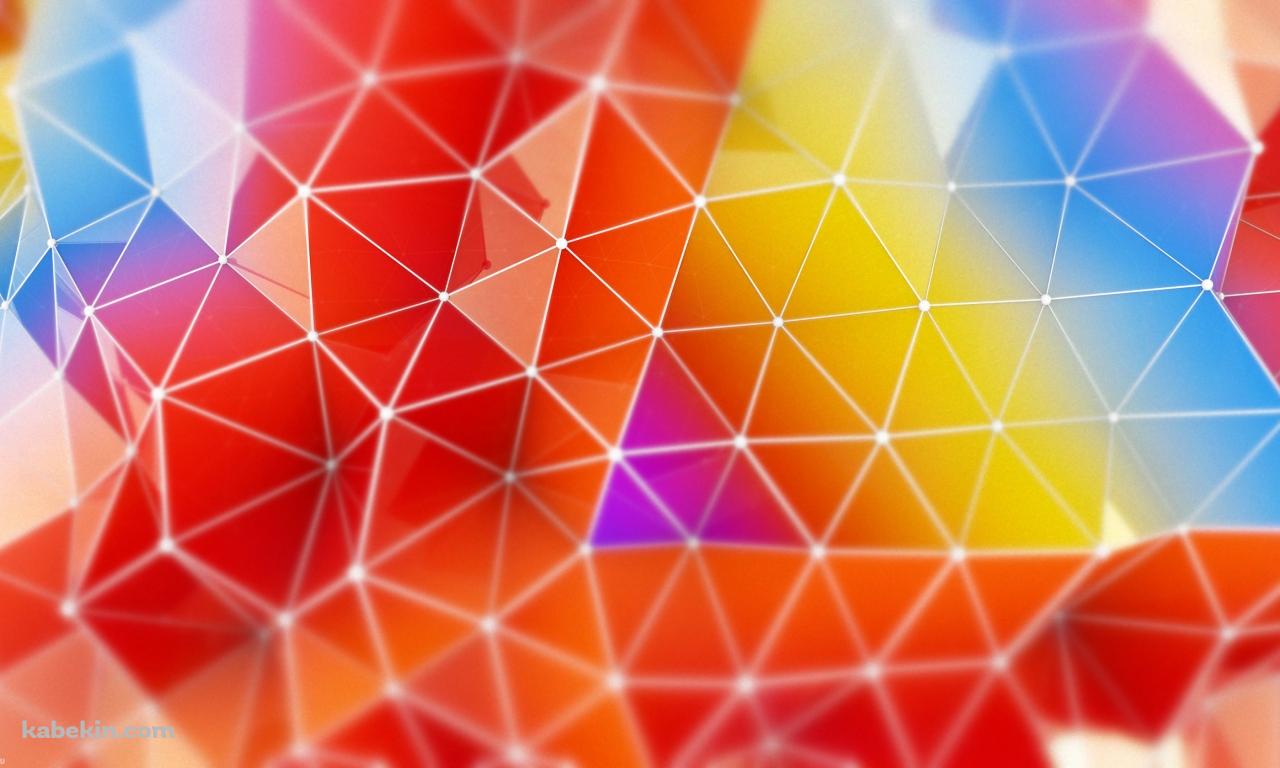 鮮やかな赤・黄・青の隆起するポリゴンの壁紙(1280px x 768px) 高画質 PC・デスクトップ用