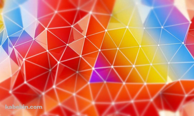 鮮やかな赤・黄・青の隆起するポリゴンの壁紙(800px x 480px) 高画質 PC・デスクトップ用