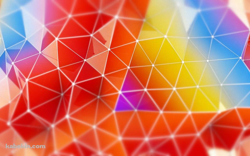 鮮やかな赤・黄・青の隆起するポリゴンの壁紙(960px x 600px) 高画質 PC・デスクトップ用