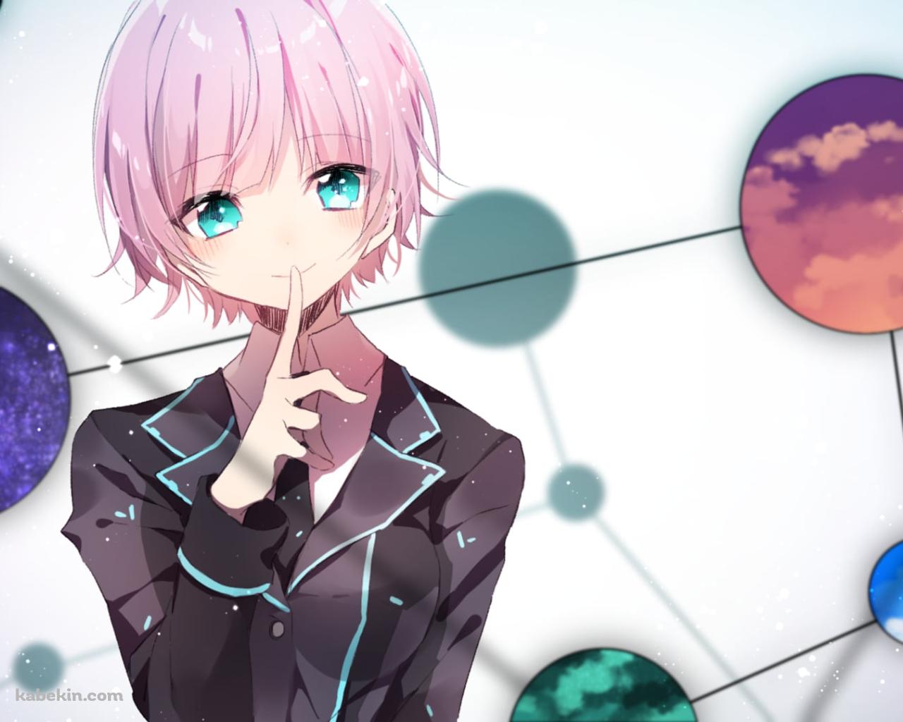 口元に指をあてる夕陽リリ / 惑星 / にじさんじ / バーチャルYouTuber / Vtuberの壁紙(1280px x 1024px) 高画質 PC・デスクトップ用