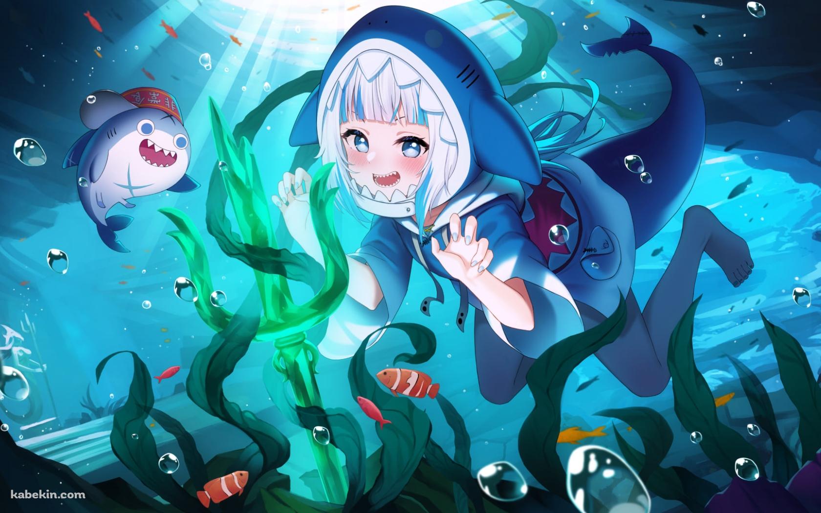 海の中で泳ぐがうる・ぐらとブループ / 熱帯魚 / 海藻 / ホロライブ / バーチャルYouTuber / Vtuberの壁紙(1680px x 1050px) 高画質 PC・デスクトップ用