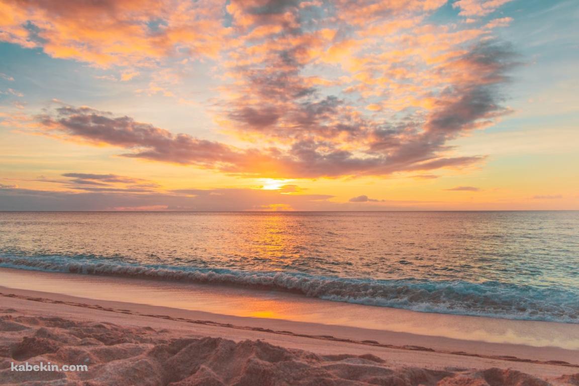 フエルテベントゥラ島 / カナリア諸島の綺麗な海 / 夕陽 / 砂浜 / ビーチの壁紙(1152px x 768px) 高画質 PC・デスクトップ用
