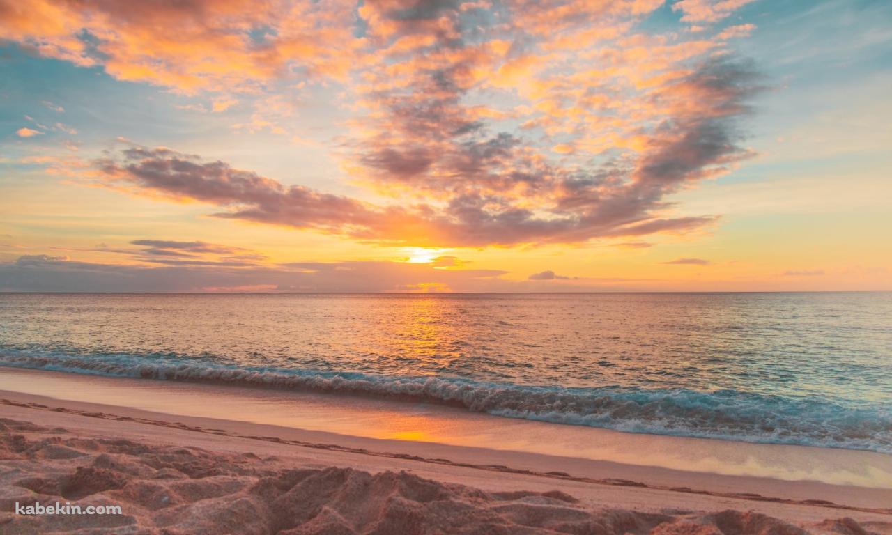 フエルテベントゥラ島 / カナリア諸島の綺麗な海 / 夕陽 / 砂浜 / ビーチの壁紙(1280px x 768px) 高画質 PC・デスクトップ用