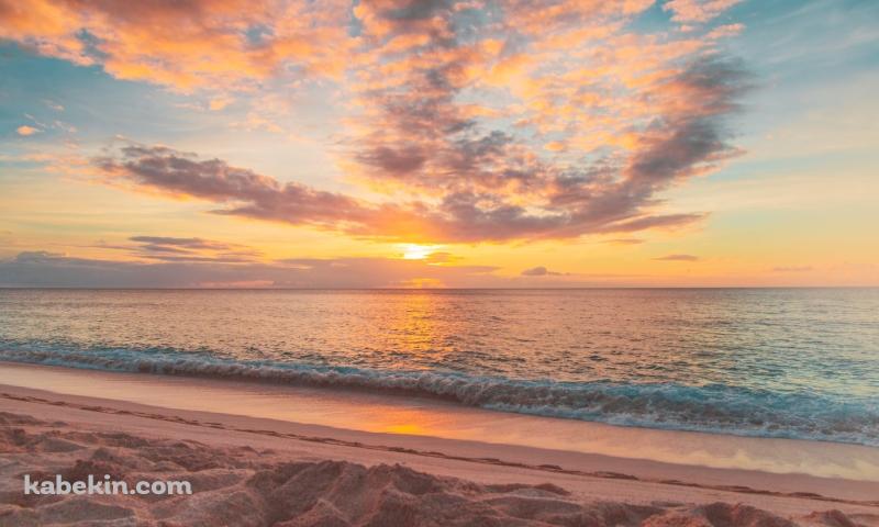 フエルテベントゥラ島 / カナリア諸島の綺麗な海 / 夕陽 / 砂浜 / ビーチの壁紙(800px x 480px) 高画質 PC・デスクトップ用