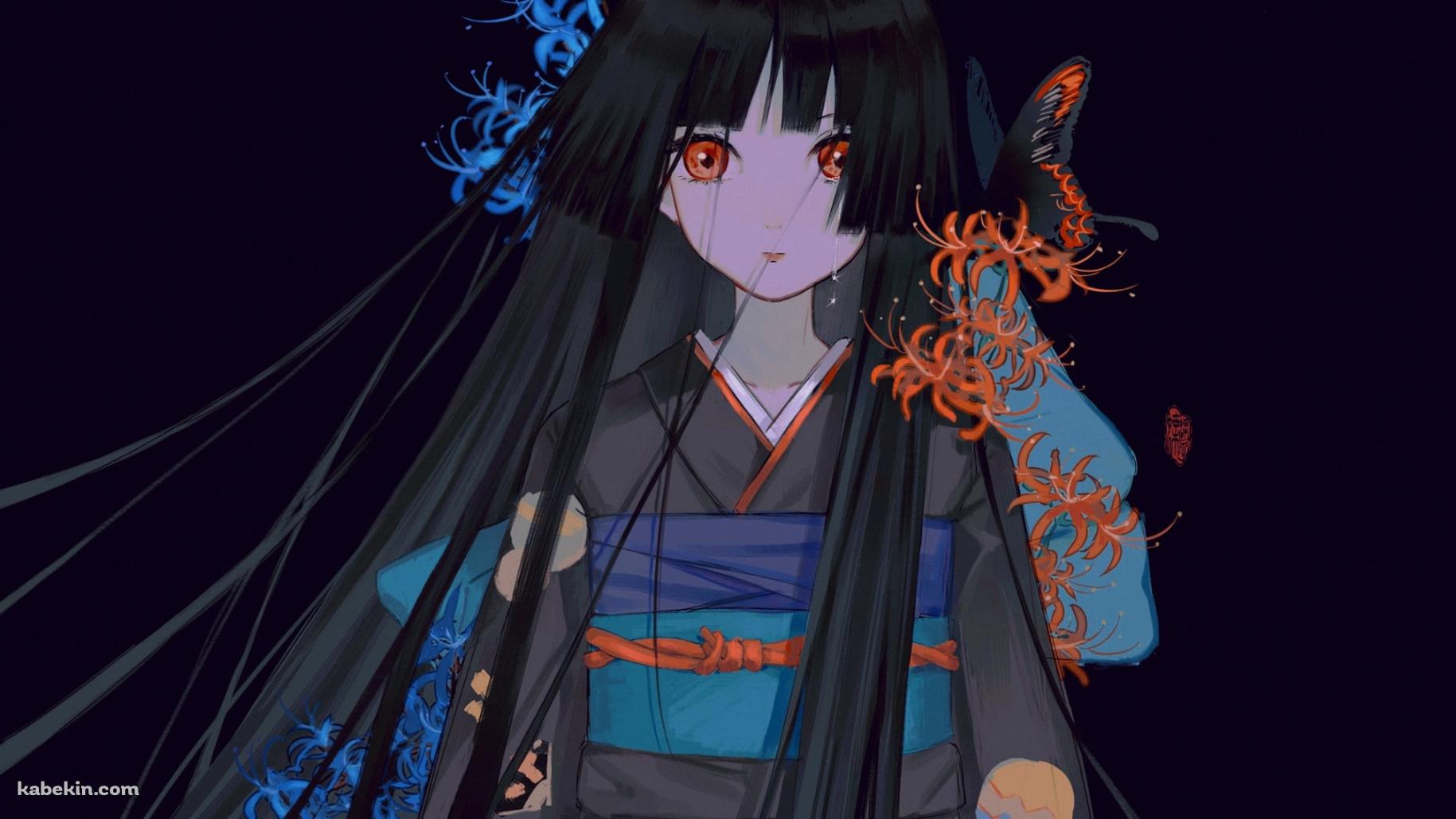 黒い着物を着た赤い瞳の閻魔あい / 地獄少女の壁紙(1829px x 1029px) 高画質 PC・デスクトップ用