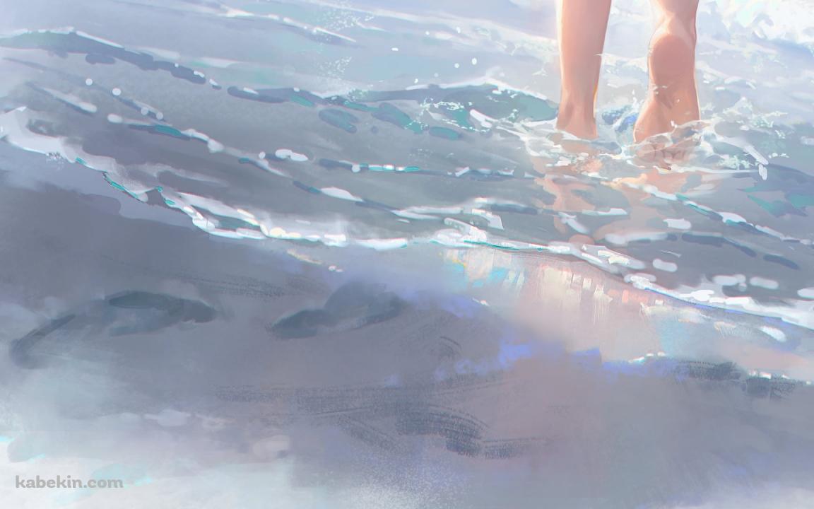 海 / 裸足 / 波しぶきの壁紙(1152px x 720px) 高画質 PC・デスクトップ用