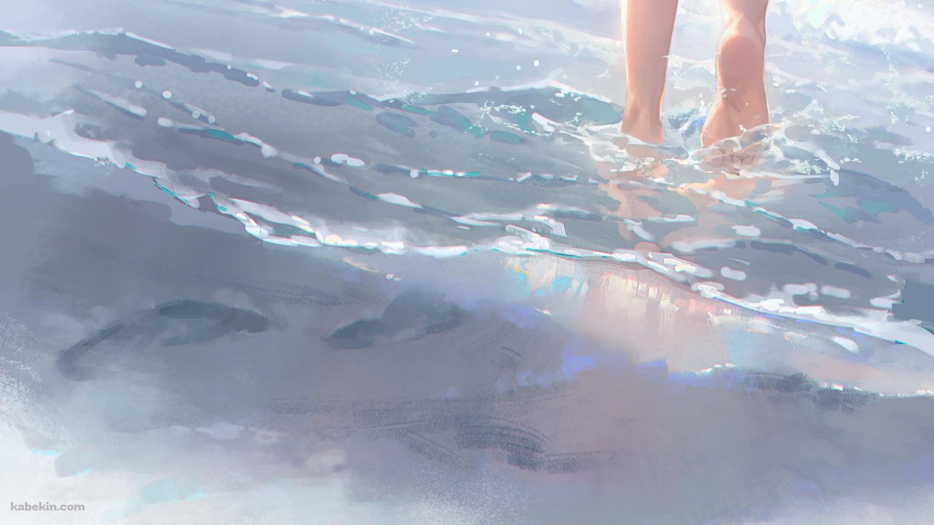 海 / 裸足 / 波しぶきの壁紙(1920px x 1080px) 高画質 PC・デスクトップ用
