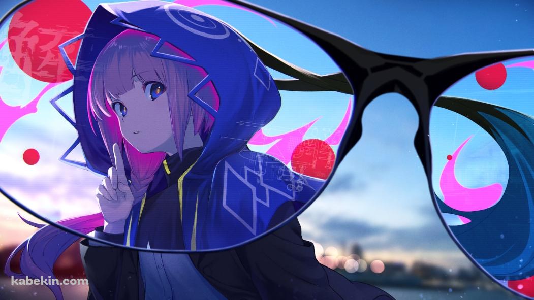 右手の人差し指を立ててこちらを見つめる可愛い花譜 / バーチャルyoutuberの壁紙(1051px x 591px) 高画質 PC・デスクトップ用