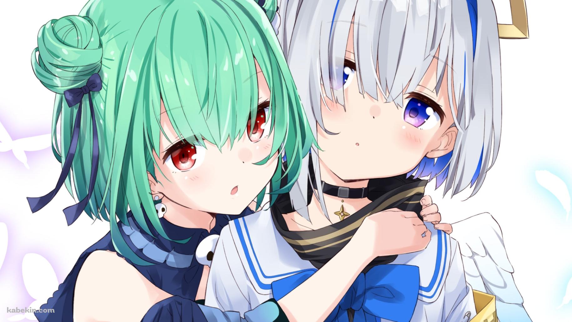 天音かなたに抱き着きつく潤羽るしあ / ホロライブ / バーチャルYouTuber / Vtuberの壁紙(1829px x 1029px) 高画質 PC・デスクトップ用