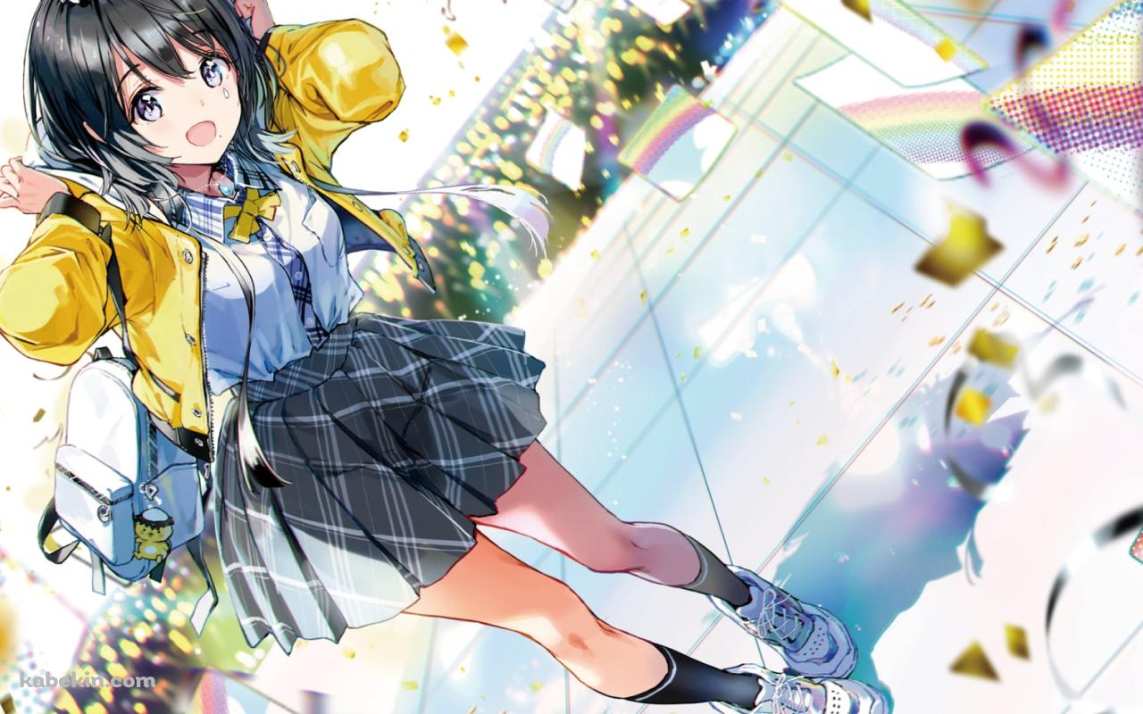 黄色いジャケットを着た笑顔の雨ヶ崎笑虹(あまがさきえこ) / 最強バーチャルタレントオーディション〜極〜 / バーチャルYouTuber / Vtuberの壁紙(1280px x 800px) 高画質 PC・デスクトップ用